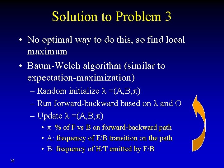 Solution to Problem 3 • No optimal way to do this, so find local