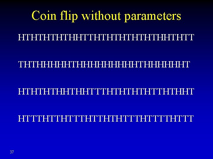 Coin flip without parameters HTHTHHTTHTHTHHTHTT THTHHHHHHHHHTHHHHHHT HTHTHTHHTHHTTTHTHTTHTHHT HTTTHTTHTHTTTTHTTT 37 