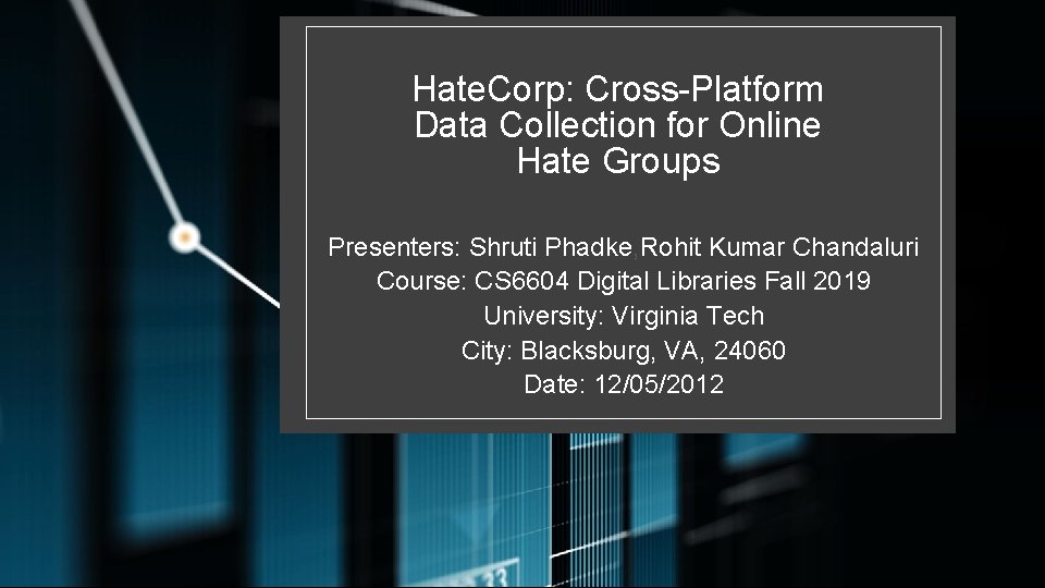 Hate. Corp: Cross-Platform Data Collection for Online Hate Groups Presenters: Shruti Phadke, Rohit Kumar