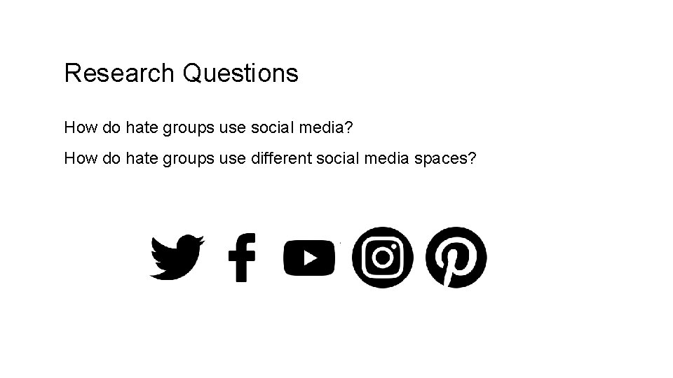 Research Questions How do hate groups use social media? How do hate groups use