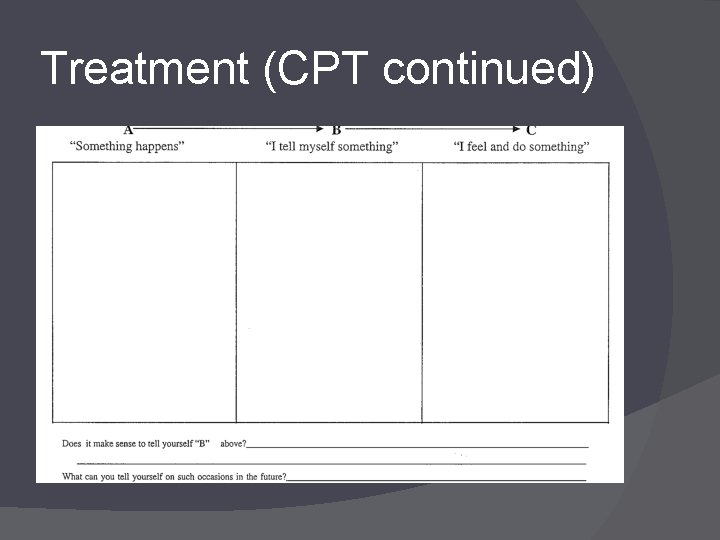 Treatment (CPT continued) 