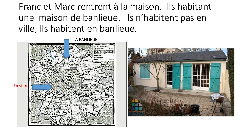 Franc et Marc rent à la maison. Ils habitant une maison de banlieue. Ils