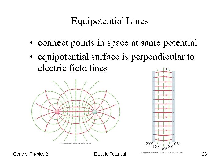 Equipotential Lines • connect points in space at same potential • equipotential surface is