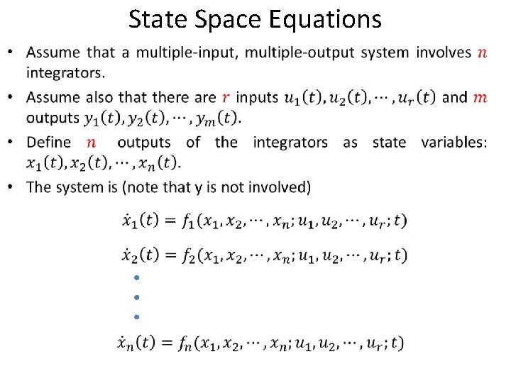 State Space Equations • 