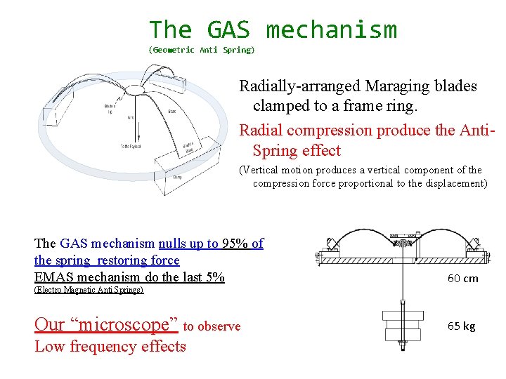 The GAS mechanism (Geometric Anti Spring) Radially-arranged Maraging blades clamped to a frame ring.