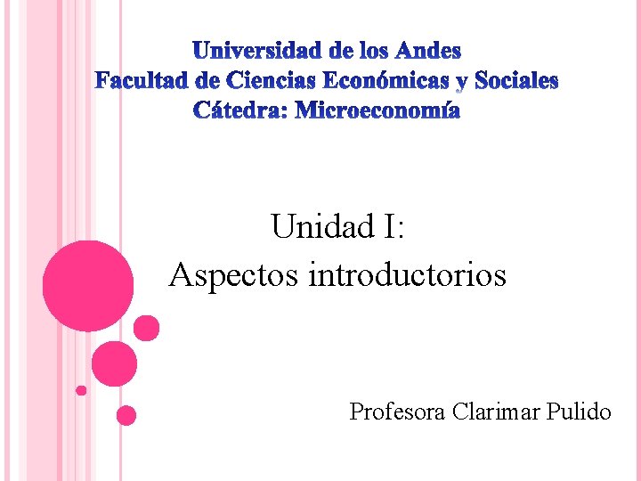 Unidad I: Aspectos introductorios Profesora Clarimar Pulido 