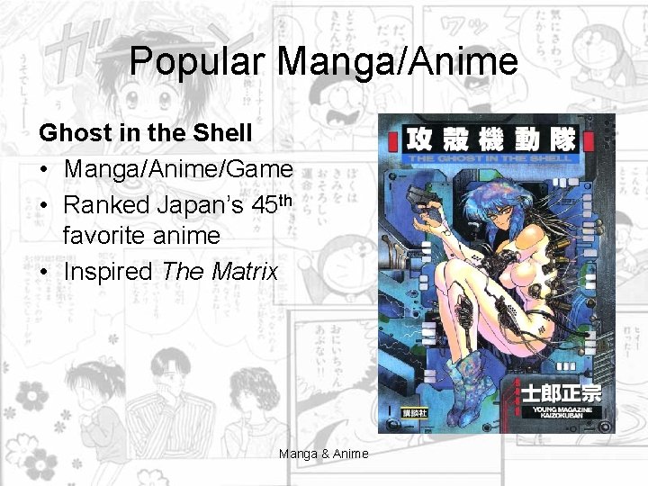 Popular Manga/Anime Ghost in the Shell • Manga/Anime/Game • Ranked Japan’s 45 th favorite