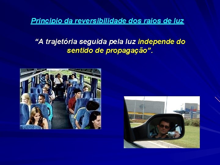 Principio da reversibilidade dos raios de luz “A trajetória seguida pela luz independe do