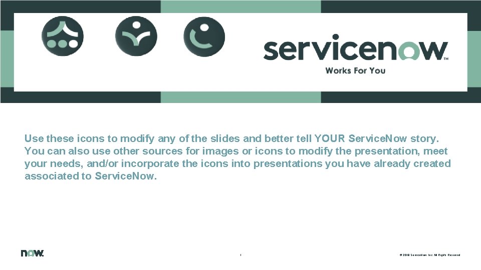 Use these icons to modify any of the slides and better tell YOUR Service.