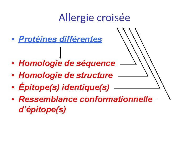 Allergie croisée • Protéines différentes • • Homologie de séquence Homologie de structure Épitope(s)