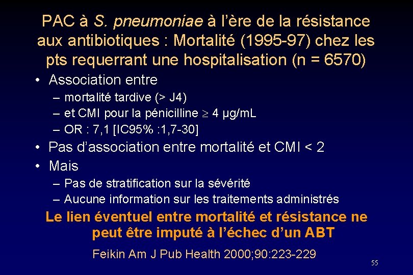 PAC à S. pneumoniae à l’ère de la résistance aux antibiotiques : Mortalité (1995