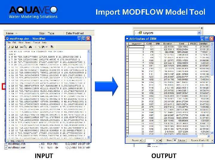 Import MODFLOW Model Tool INPUT OUTPUT 