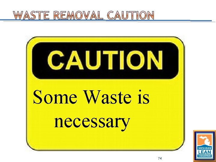 Some Waste is necessary 74 Some Waste is necessary 74