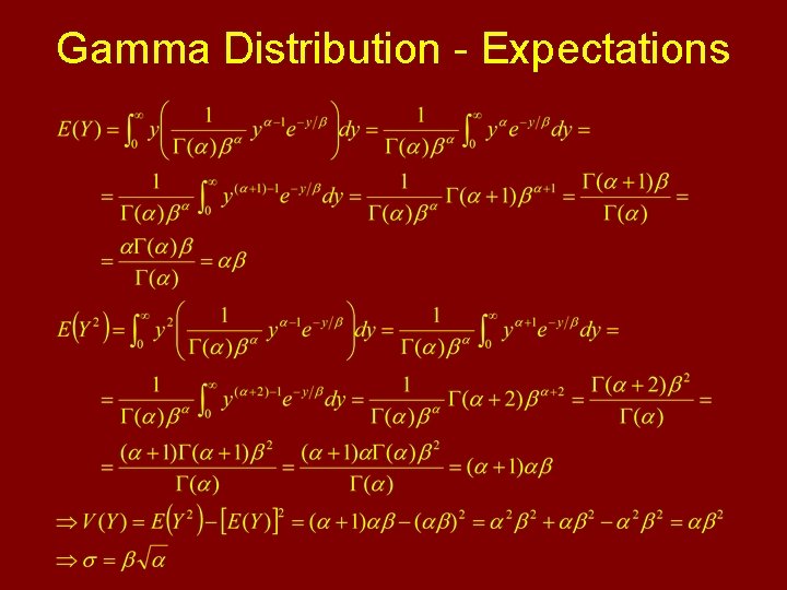 Gamma Distribution - Expectations 