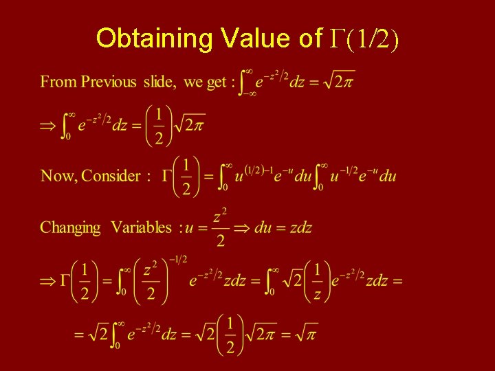 Obtaining Value of G(1/2) 