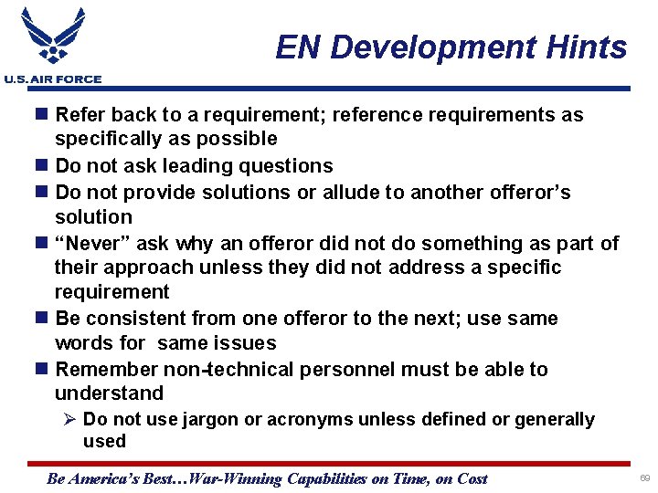 EN Development Hints Refer back to a requirement; reference requirements as specifically as possible