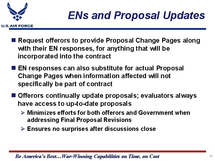 ENs and Proposal Updates Request offerors to provide Proposal Change Pages along with their