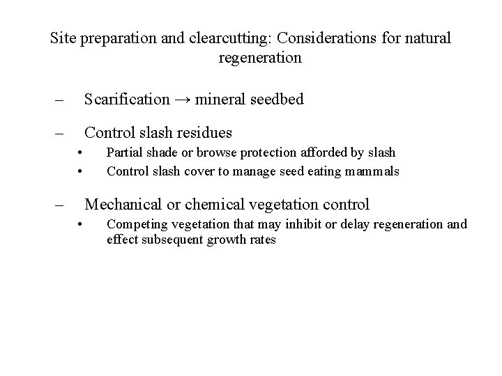 Site preparation and clearcutting: Considerations for natural regeneration – Scarification → mineral seedbed –