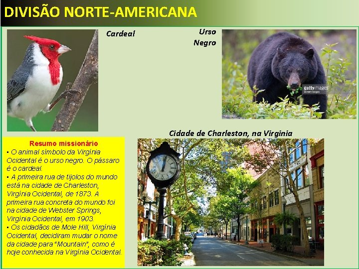 DIVISÃO NORTE-AMERICANA Cardeal Urso Negro Cidade de Charleston, na Virginia Resumo missionário • O