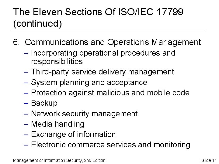 MANAGEMENT of INFORMATION SECURITY Second Edition Learning Objectives
