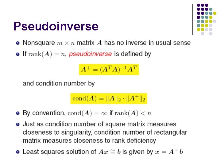 Pseudoinverse Pseudoinverse
