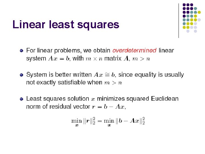 Linear least squares Linear least squares