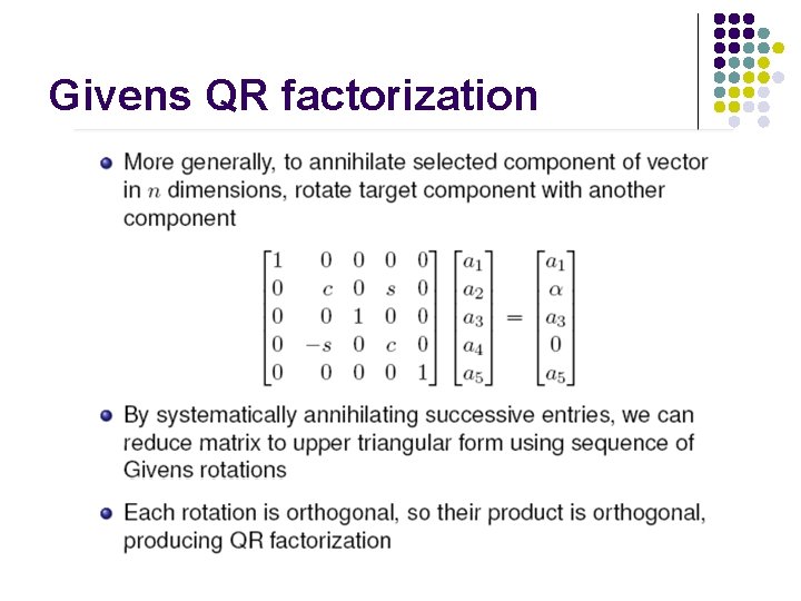Givens QR factorization Givens QR factorization
