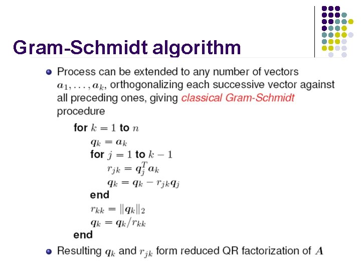 Gram-Schmidt algorithm Gram-Schmidt algorithm