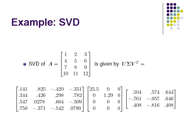Example: SVD Example: SVD