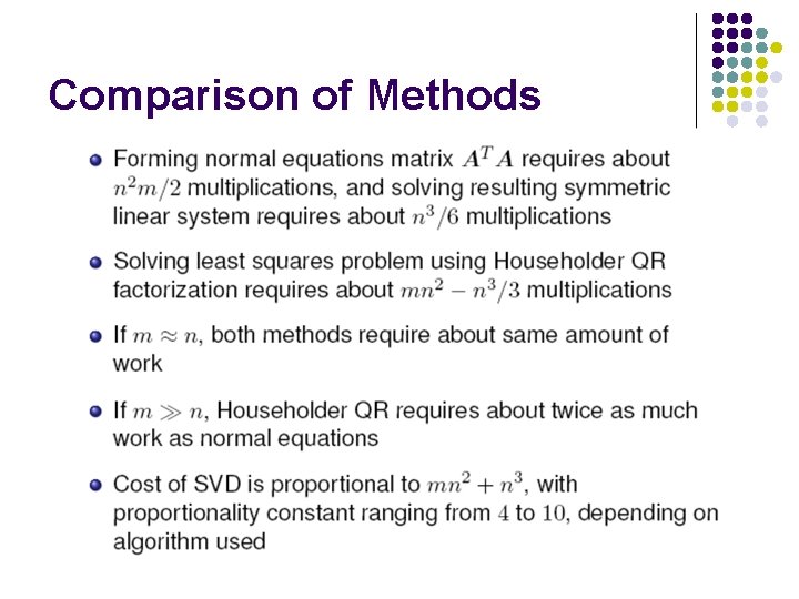 Comparison of Methods Comparison of Methods