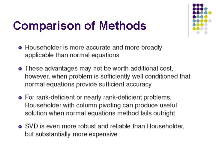 Comparison of Methods Comparison of Methods