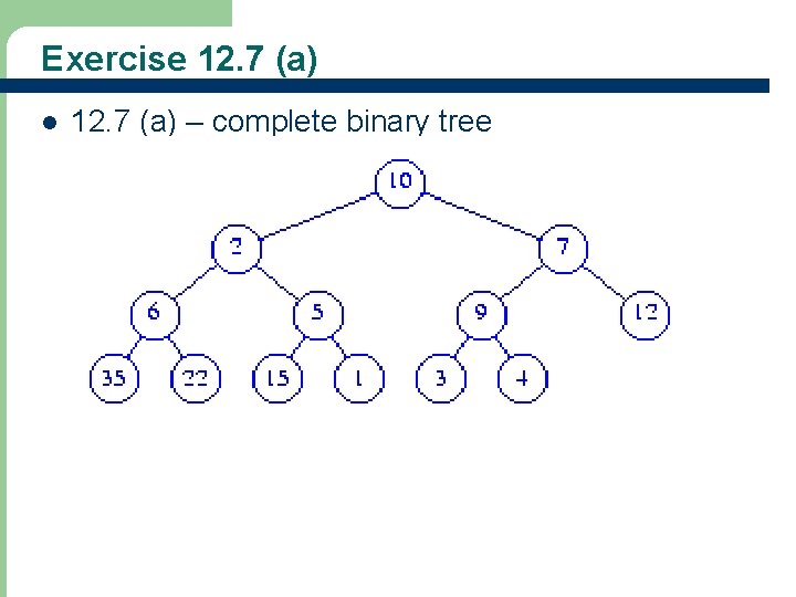Exercise 12. 7 (a) l 40 12. 7 (a) – complete binary tree 