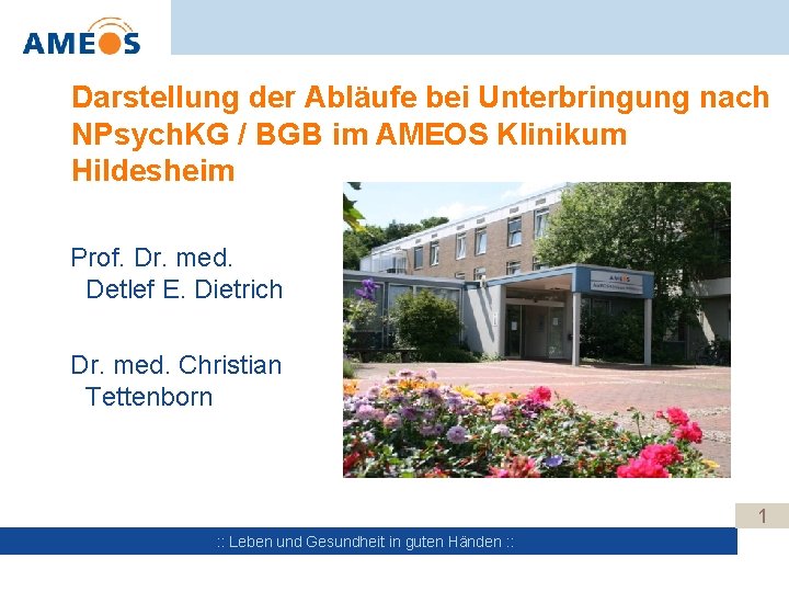 Darstellung der Abläufe bei Unterbringung nach NPsych. KG / BGB im AMEOS Klinikum Hildesheim