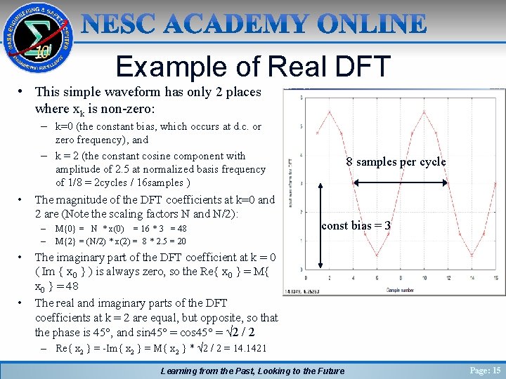 Example of Real DFT • This simple waveform has only 2 places where xk