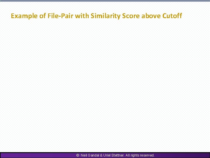 Example of File-Pair with Similarity Score above Cutoff © Neil Gandal & Uriel Stettner.