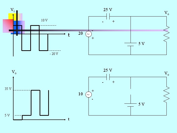 25 V Vi 10 V t 20 Vo + + 5 V - 20