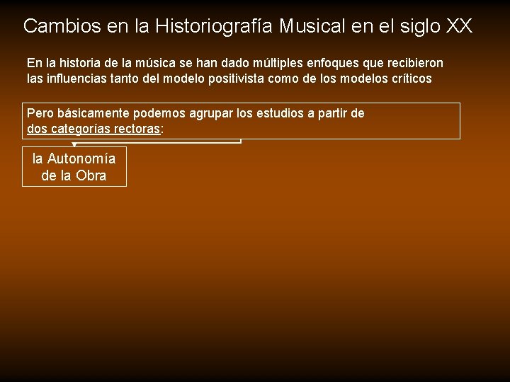 Cambios en la Historiografía Musical en el siglo XX En la historia de la Cambios en la Historiografía Musical en el siglo XX En la historia de la