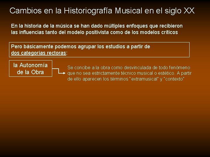 Cambios en la Historiografía Musical en el siglo XX En la historia de la Cambios en la Historiografía Musical en el siglo XX En la historia de la