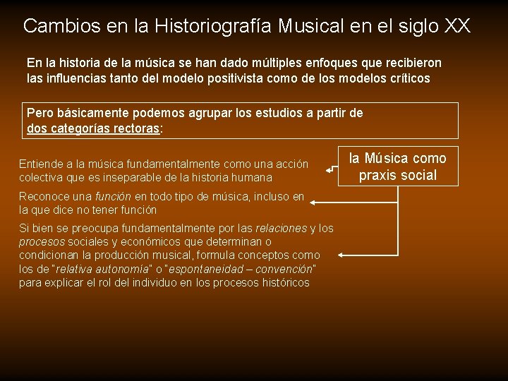 Cambios en la Historiografía Musical en el siglo XX En la historia de la Cambios en la Historiografía Musical en el siglo XX En la historia de la