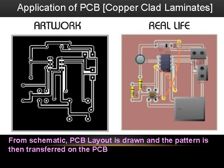 Application of PCB [Copper Clad Laminates] From schematic, PCB Layout is drawn and the