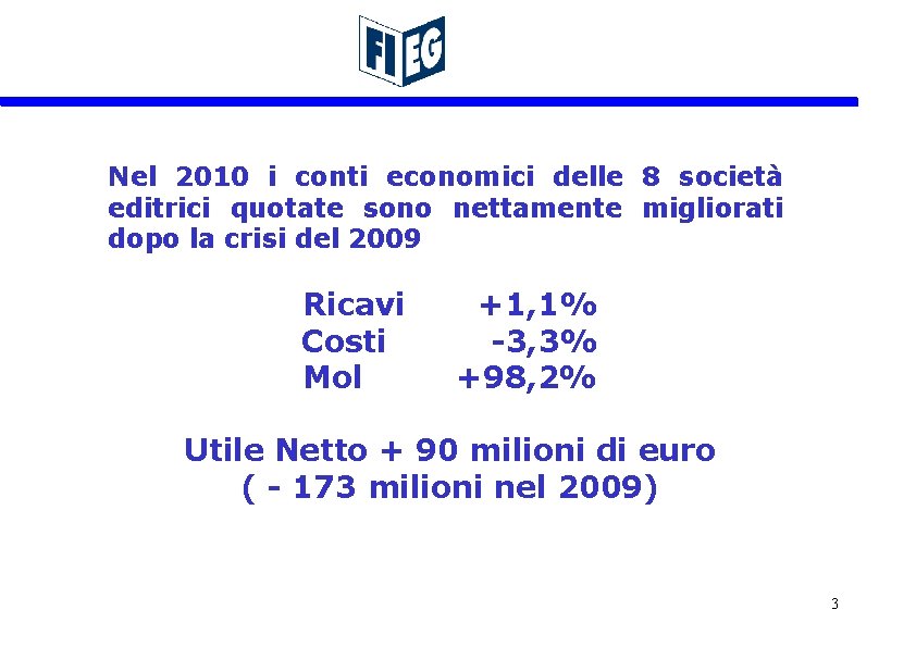 Nel 2010 i conti economici delle 8 società editrici quotate sono nettamente migliorati dopo