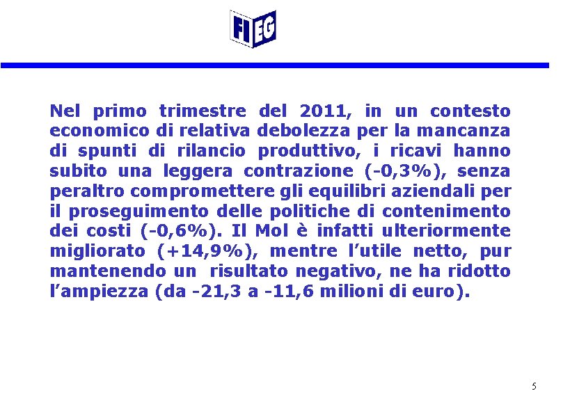 Nel primo trimestre del 2011, in un contesto economico di relativa debolezza per la