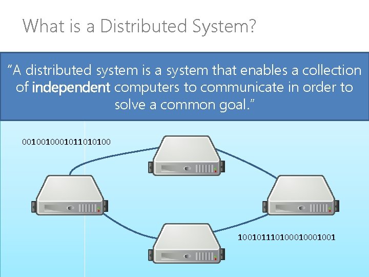 What is a Distributed System? “A distributed system is a system that enables a