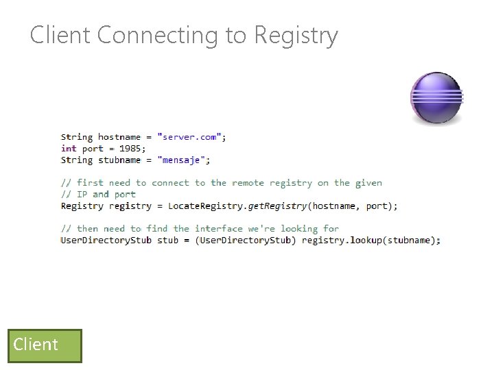 Client Connecting to Registry Client 