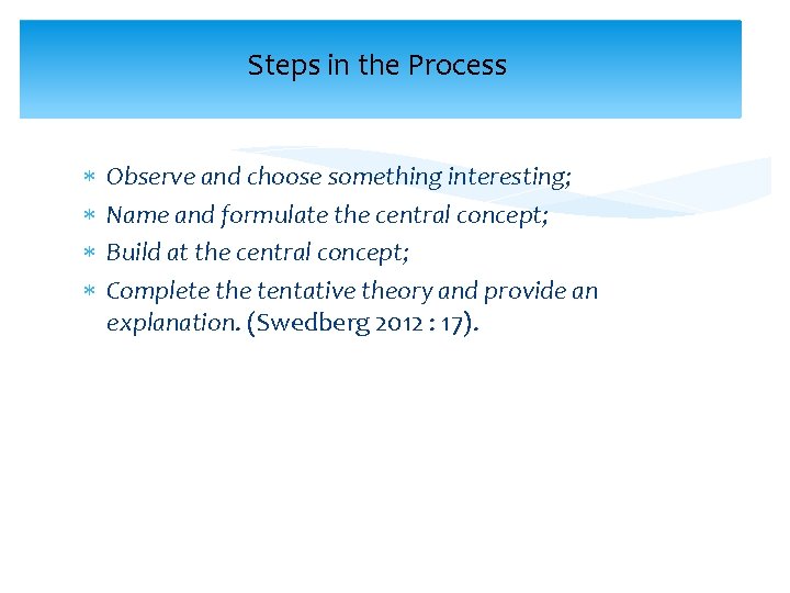 Steps in the Process Observe and choose something interesting; Name and formulate the central