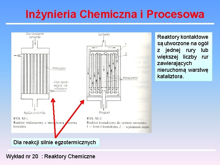 Inżynieria Chemiczna i Procesowa Reaktory kontaktowe są utworzone na ogół z jednej rury lub