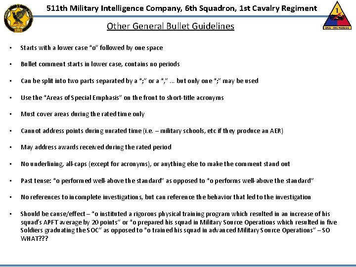 511 th Military Intelligence Company, 6 th Squadron, 1 st Cavalry Regiment Other General 511 th Military Intelligence Company, 6 th Squadron, 1 st Cavalry Regiment Other General