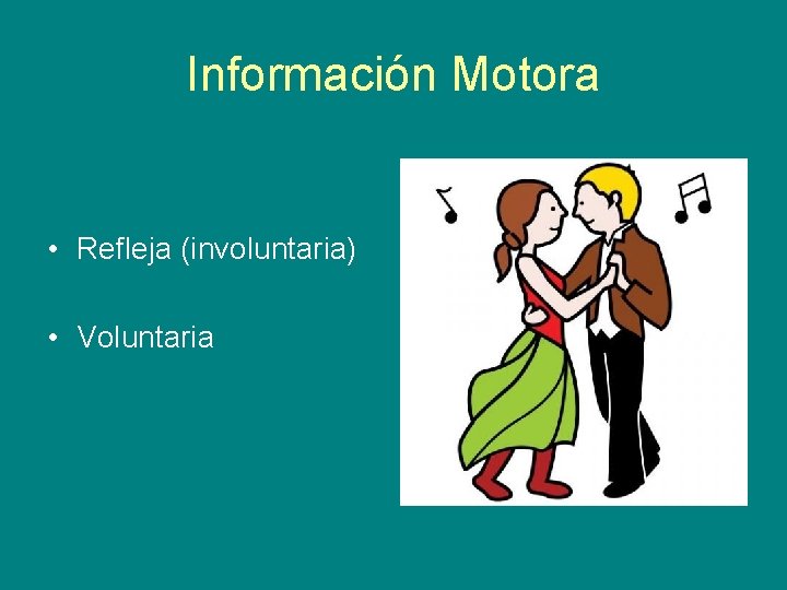 Información Motora • Refleja (involuntaria) • Voluntaria 