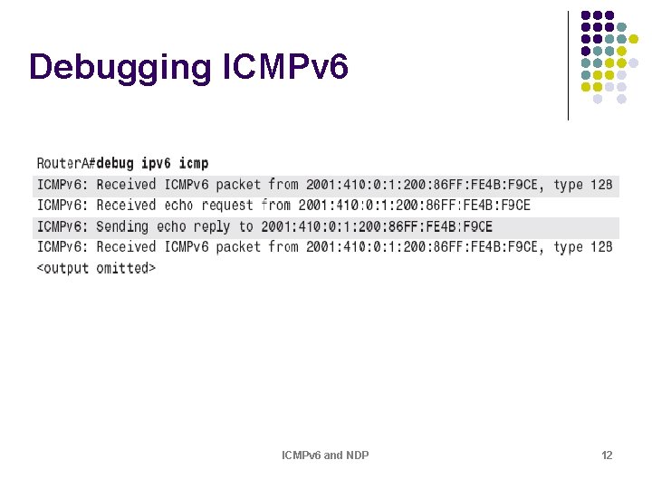 Debugging ICMPv 6 and NDP 12 Debugging ICMPv 6 and NDP 12