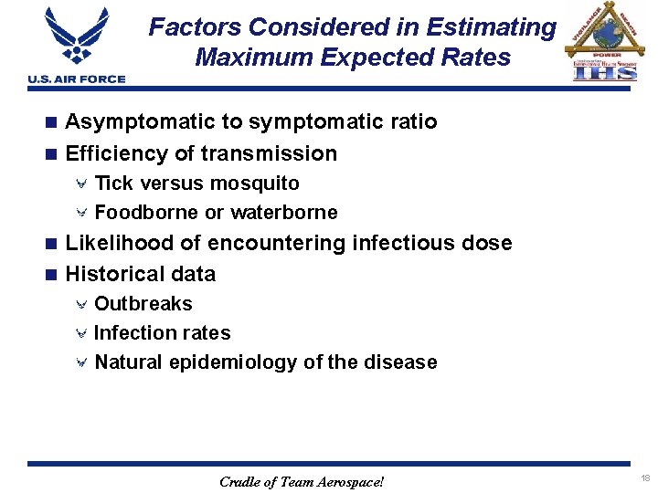 Factors Considered in Estimating Maximum Expected Rates Asymptomatic to symptomatic ratio n Efficiency of